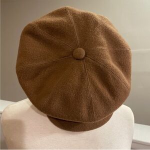 Borsalino Newsboy Cap Brown Wool Cashmere 8-Panel Made in Italy Size M